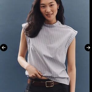 Anthropologie MAEVE Button-Sleeve Popover Top